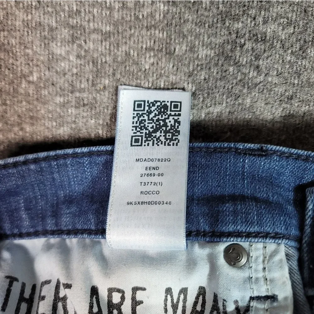 True Religion Rocco Relaxed Skinny Moto Jeans Men 30 Blue Stretch Biker Denim .